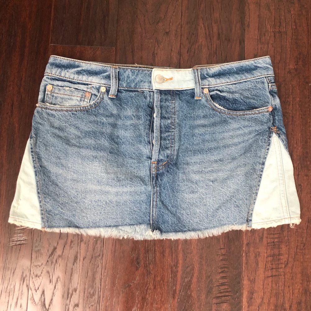 Free People Color Block Denim Skirt